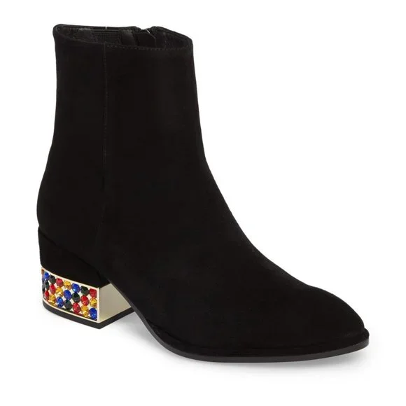Jeffrey Campbell New OASIS Jewel HEEL Boot BLACK Suede NIB CHIC Womens πHP - Picture 1 of 17
